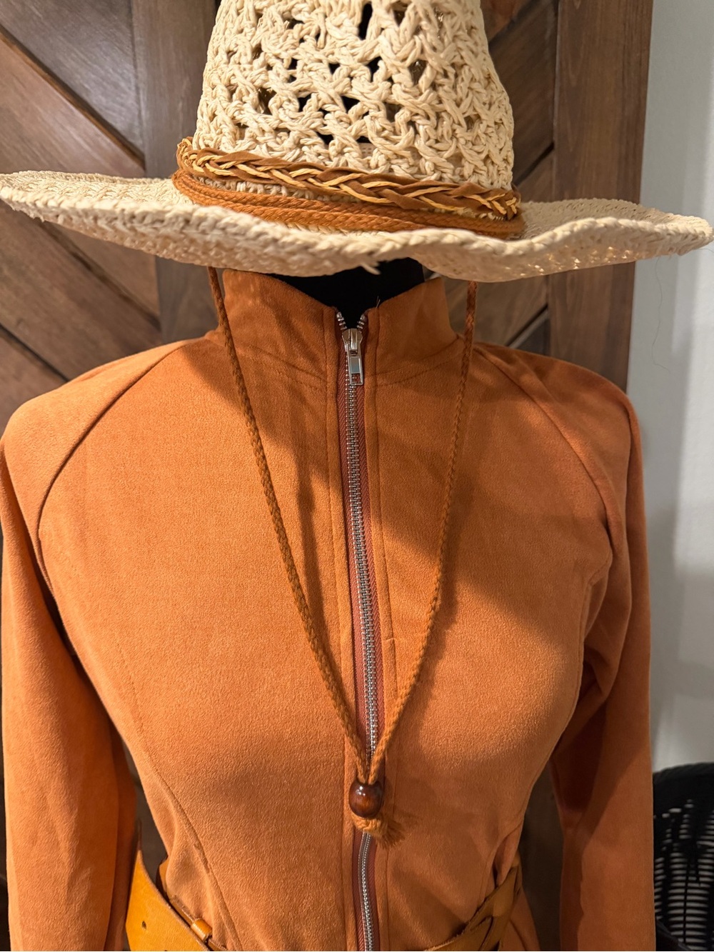 Zip-Front Midi Dress in Warm Orange - Picture 3 of 8